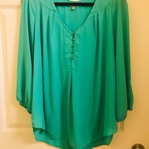 Green Daniel Rain 3/4 Sleeve Flowy Blouse XL
